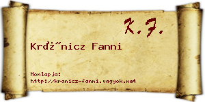 Kránicz Fanni névjegykártya