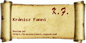 Kránicz Fanni névjegykártya